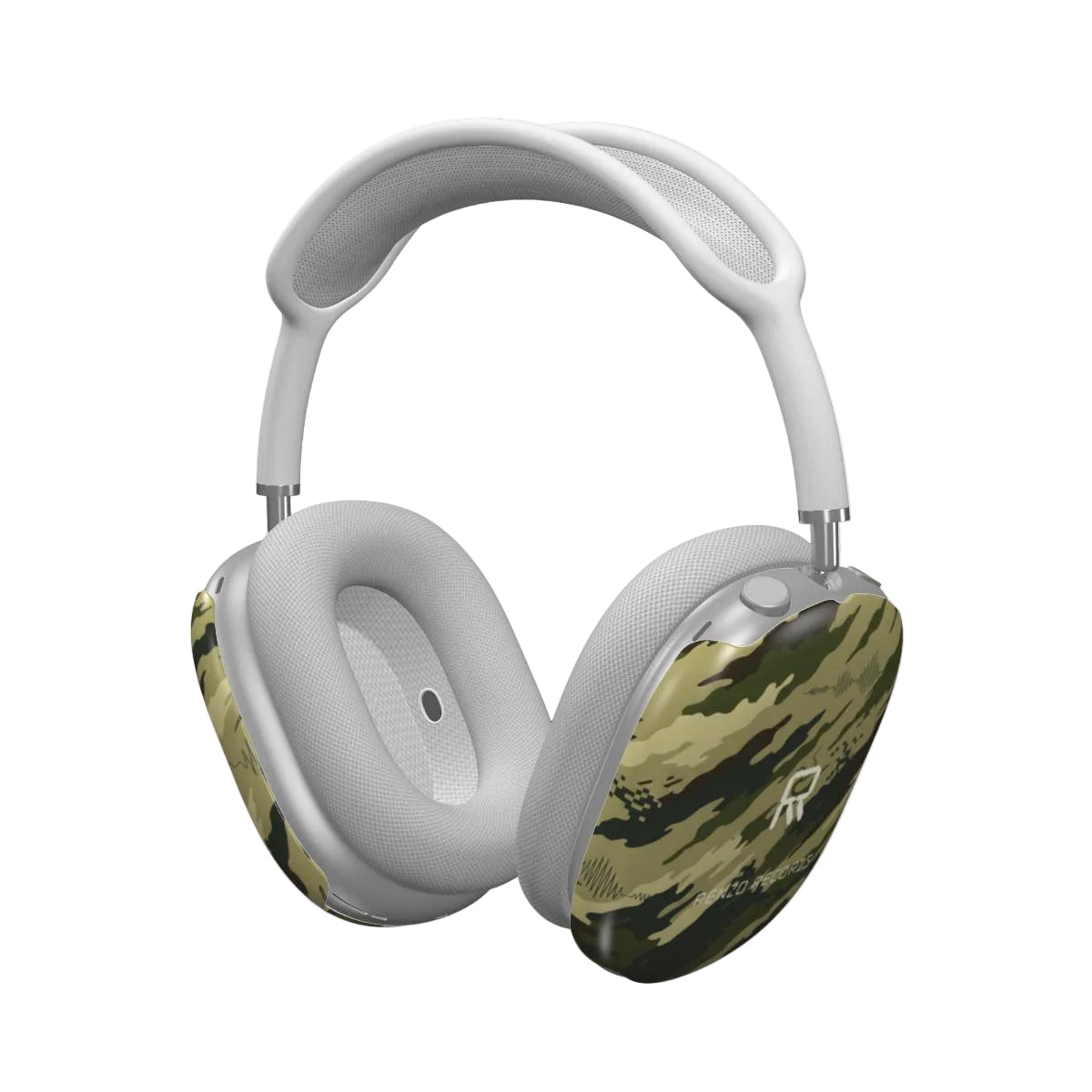 Headphones with camouflage design on a white background